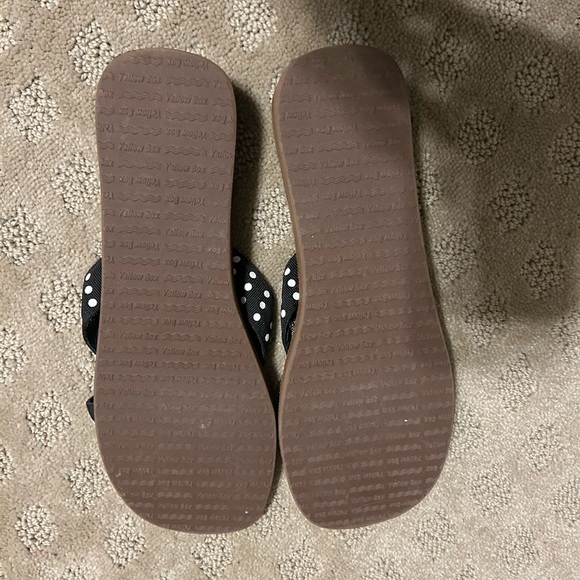 Yellow Box Black and White Polka Dot Sandals - Picture 2 of 2